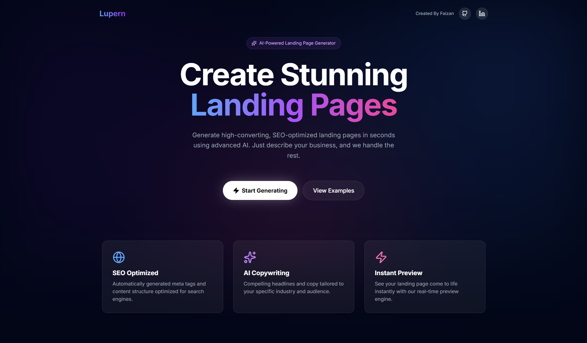 Lupern - AI Landing Page Generator